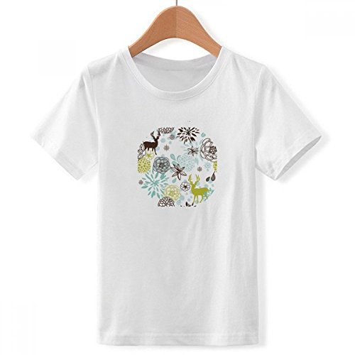 T-shirt blanc garçon grand cerf de Noël DIYthinker multicolore