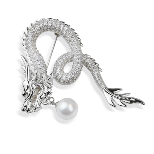 Image of Vintage Crystal Dragon Brooch Lapel Pin Decorative Safety pins for Clothing Rhinestone Animal Brooch Jewelry