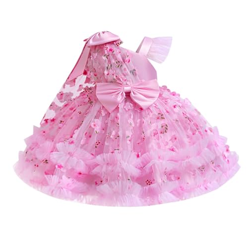 IDOPIP Toddler Baby Girls Birthday Dresses Asymmetric Tulle Tutu Pageant Wedding Flower Girl Dresses Bowknot Princess Gowns