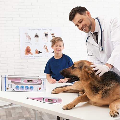Digital Pet Thermometer For Accurate Fever Detection, Suitable For Cats/Dogs/Horse/Veterinarian, Waterproof Pet Thermometer, Fast And Accurate Measurements In 20 Seconds (Pink) #TOP5