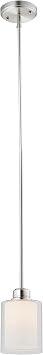 Design House Oslo Traditional 1-Light Integrated LED Indoor Dimmable Mini Pendant with Double Glass Shade for Bathroom Kitchen Island bar Bar, Satin Nickel, 587345