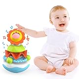 【Juguetes Musicales Duraderos】: Fabricados con material seguro, los juguetes niños 1 año ​son libres de BPA y sin bordes afilados que no dañarán a tus bebés. El anillo del león es masticable, por lo que el bebé puede practicar su dentición mientras agita los sonajeros para que suenen. Y la base es robusta, se tambalean pero no se caen. Todas las cubos apilables anillos están bien pintadas y se pueden lavar con agua.