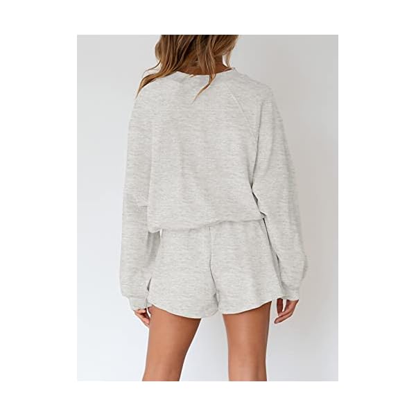MEROKEETY Women's 2023 Fall Oversized Batwing Sleeve Lounge Sets Casual Top and Shorts 2 Piece Outfits Sweatsuit - Image 5