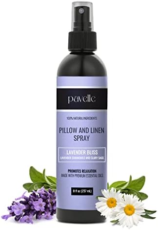 Pavelle Pillow & Linen Spray Relaxing Aromatherapy Room Refresher Mist for Sheets & Bedding Natural Calming Essential Oils for Deep Sleep, Stress & Anxiety Made in USA 8 Fl Oz, Lavender Bliss
