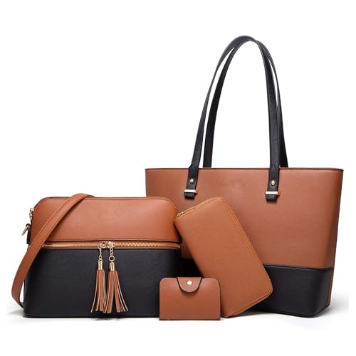 Image of Women's Tote Bag Elegant Multi-Pocket Handbag with Heart Pendant, Spacious & Stylish for Work, Travel & Daily Use