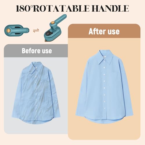 GothicBride Reise Bügeleisen Mini Dampfbügeleisen, Reisebügeleisen Mini Leicht Dampfbügeleisen Reise, Bügeleisen Antihaft Bügelsohle Schnelles Aufheizen, mit 50ml für Zuhause und Unterwegs(Grün)