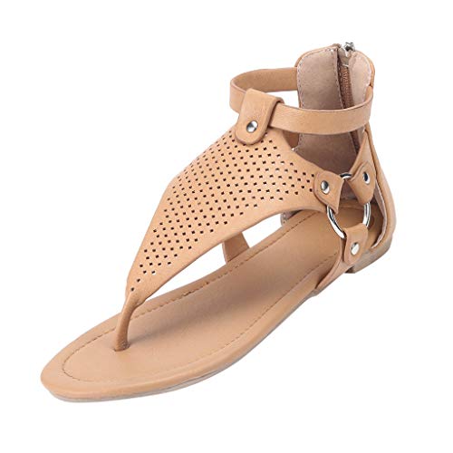 Aniywn Womens Strappy Roman Gladiator Sandals Flats Thongs Shoes Summer Casual Hollow Out