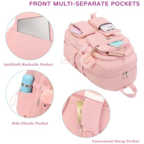 Lxygd Laptop Backpack 15.6 Inch Kids Elementary Middle High School Bag College Backpacks Anti Theft Travel Back Pack Large Bookbags For Teens Girls Women Students (Pink) #TOP3