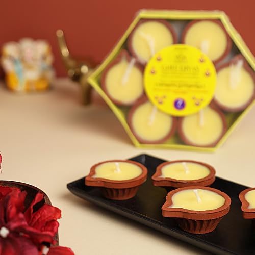 Image of Welburn Veda&Co Pure Cow Ghee Diya for Puja & Diwali Decoration | Upto 3 Hours Burn time | Smoke Free | Diyas for Pooja Havans & Religious Rituals,Festivals | Ready to use (7 pcs) (Pack of 7)