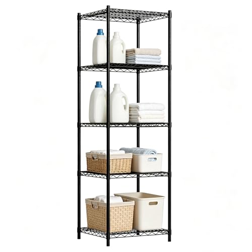 SIMHOMSTOR Wire Storage Standing Shelf Rack Tower, Corner Metal Shelving