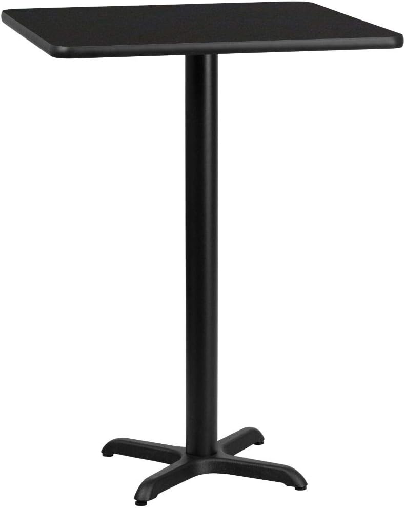 Flash Furniture 30'' Square Black Laminate Table Top with 22'' x 22'' Bar Height Table Base