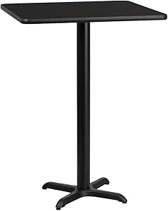 Flash Furniture 30'' Square Black Laminate Table Top with 22'' x 22'' Bar Height Table Base