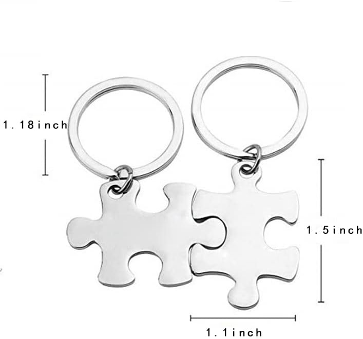 Miniatura 6 de Llavero a juego para parejas para novio, novia, cumpleaños, aniversario, regalos de Navidad para marido, esposa, pareja, rompecabezas, llavero con