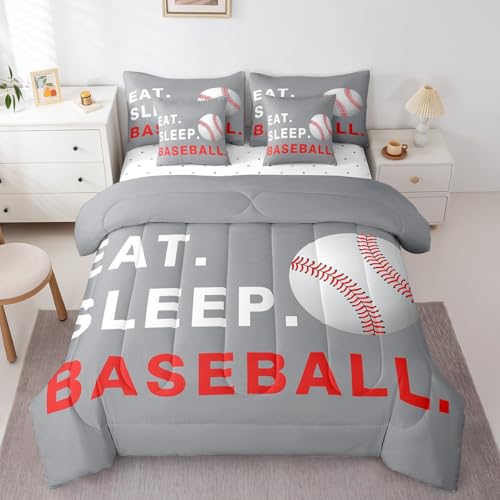 Image of Feelyou Baseball Comforter Set Full Size 7 Piece for Kids Teens
