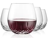 Hand Cut Stemless Wine Glasses by SHOSHIN - Lead-free Crystal Drinking Glass - Perfect gift for Him