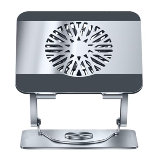 Buhdjfnke Soporte de Escritorio para Portátil con Rotación de 360 Grados, de Metal, con Ventilador para Juegos, Universal, de Doble Eje, Color Gris.