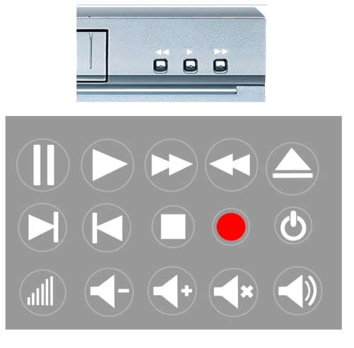 Generisch Autocollants pour lecteur DVD CD Video MP3 cassette Play Pause Stop Rewind Sticker (Rt95/5) (7 mm)