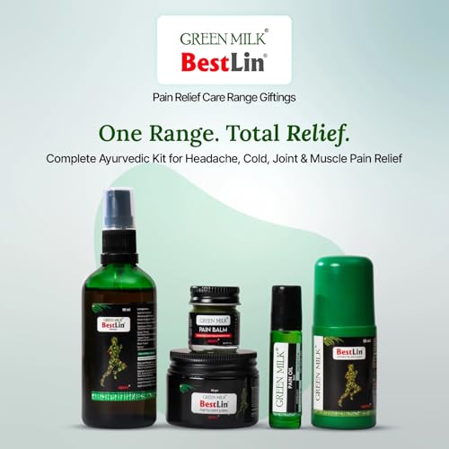 Image of Green Milk BestLin Pain Relief Combo Pack | Ayurvedic Gel, Oil, Balm, Roll-On & Spray, 5-in-1 Pack