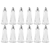 (Set of 12) 1 oz. Tower Salt and Pepper Shakers, Tall Glass Body Mini Salt and Pepper Shakers for Re
