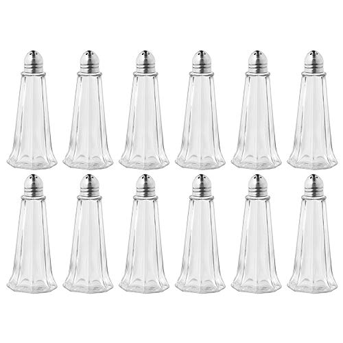 (Set Of 12) 1 Oz. Tower Salt And Pepper Shakers, Tall Glass Body Mini Salt And Pepper Shakers For Restaurant By Tezzorio #TOP1