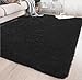 Tappeto in peluche, tappeto soffice, tappeto moderno morbido antiscivolo, tappeto per camera da letto, adatto per la decorazione della casa della camera da letto del soggiorno (Nero, 120x160cm)
