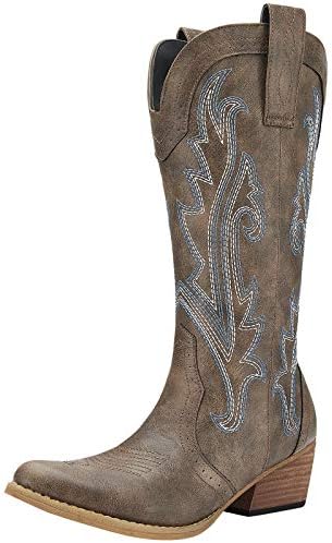 HISEA Rollda Cowboy Boots Women Western Boots Cowgirl Boots Ladies Pointy Toe Fashion Boots