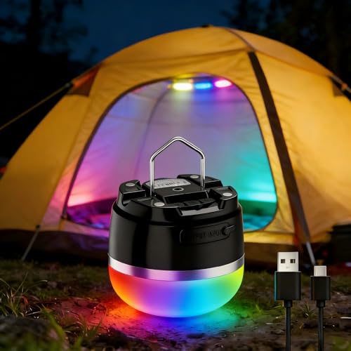 Campinglampe, LED Camping Laterne USB Aufladbar mit 8000 mAh, 13 Helligkeiten Leuchtmodi, 6-stufig einstellbare Helligkeit & Eingebauter Starker Magnet Wasserdicht Campingleuchte für Wandern, Notfall
