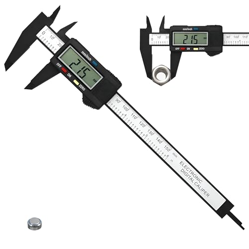 Digital Vernier Caliper, 150mm 0-6, Digital Micrometer, Electronic Calipers Measuring Tool with Large LCD Screen and MM/Inch Unit Conversion, Auto-off