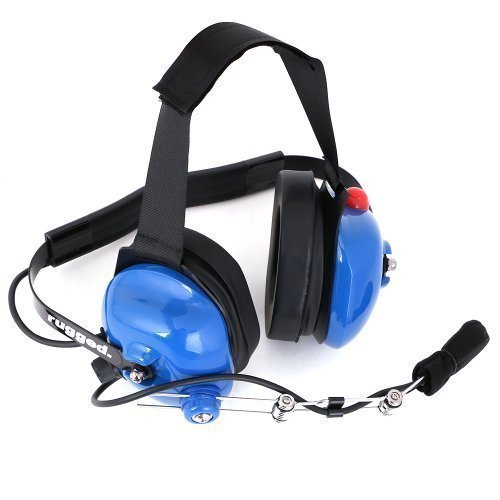 Rugged Radios H42-LTBLUE Blue Behind The Head Two-Way Radio Headset with Dynamic Noise Cancelling Microphone, Push to Talk, and 3.5mm Input Jack for Music & MP3 Players