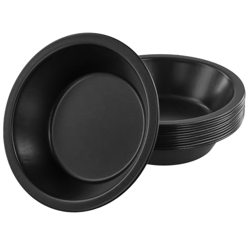 KOHAND 12 PCS Individual Round Pie Tins, 5 Inch Mini Pie Dishes Carbon Steel Black Quiche Dishes, Non-Stick Coating Tart Tins for Baking Bread Cake