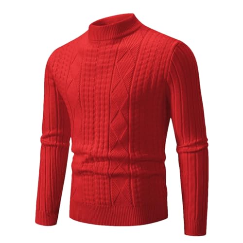 Men's Mock Neck Pullover Knit Sweater Slim Fit Solid Color Warm Autumn Winter Casual Top