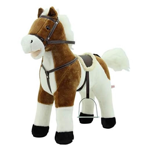 Sweety Toys 12657 Stående häst plysch häst beige vit "My Little Pony" med funktion Sound hästar galopp och farkost, sadel och stigbygel