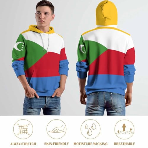 Sweat à capuche drapeau Comores pull chaud avec poche pour homme