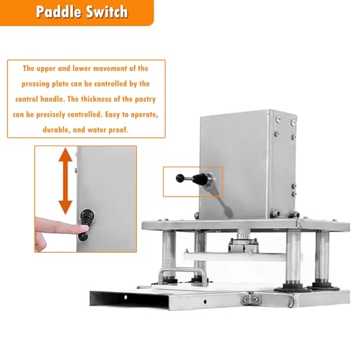 UPIKIT Pressa per Impasto per Pizza Macchina per Pasticceria Elettrica Pressa per Tortilla Elettrica da 8,66" Diametro in Acciaio Inossidabile Macchina per Impasto per Pizza Commerciale Tortilla Che - 3