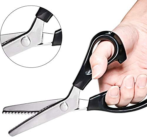 Pinking Shears Dressmaking Fabric Scissors Dress Making Scissors Cutting Zig Zag Pattern Serrated Sewing Scissor Stainless Steel Precision Tailors Scissors 23cm
