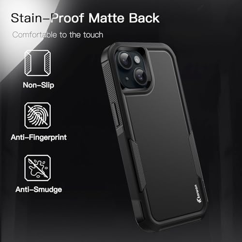 Image of KARWAN Shockproof Back Case Cover Compatible with iPhone 14 Plus, Heavy Duty Case with 360 Degree Camera Protection, Dual Layer Rugged Bumper Protection Cover with Matte Finish (Black)