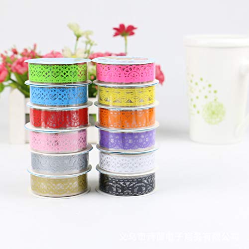 12 Rotoli Nastro Washi Con Motivo Pizzo - Nastri Autoadesivi Colorati Per Fai Da Te, Scrapbooking E Decorazioni - Foto 5