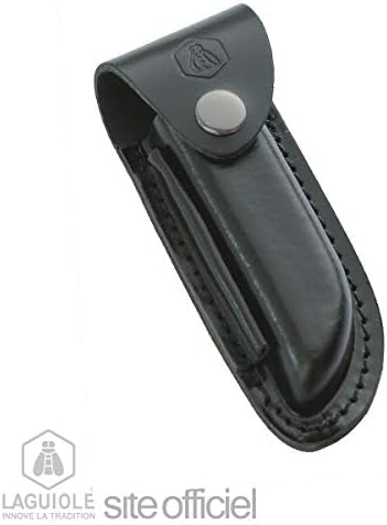 Laguiole Trekker knife with knife, leather case, and sharpener, exotic wood handle, 22cm