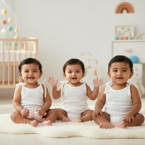 Image of Newborn Baby Jhabla Vest | White Top Knot Jabla | 100% Organic Mulmul Cotton | Soft Cotton Baby Vest | Infant Jabla for Boys & Girls |Pack of 3
