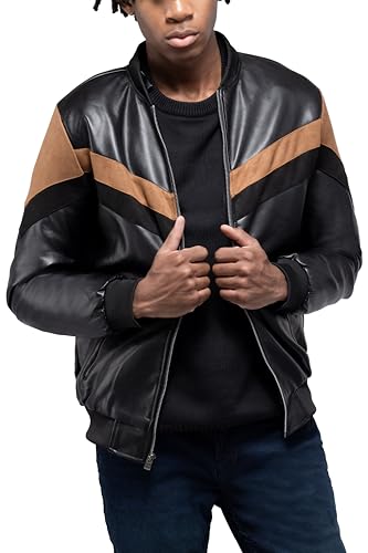 Image of X-Ray Men's Slim Fit Faux-Leather Moto Jacket with Removable Hood