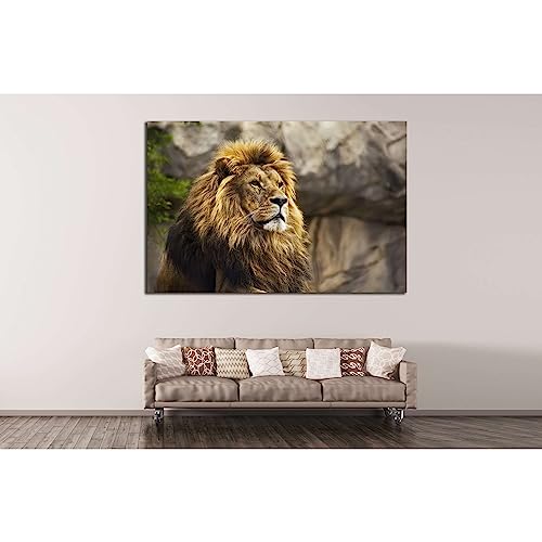 Toile Wild Lion №186 ZELLART tableau de salon moderne prêt à poser 60x40cm
