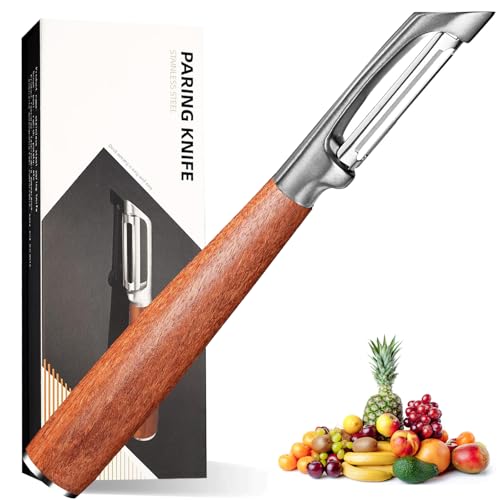 Premium 304 Stainless Steel Kitchen Fruit and Vegetable Peelers with Solid Rosewood Handle, Multifunctional Potato Peelers, Ultra Sharp Strong Blade, Smooth Peeling, Essential Kitchen Tools -  Usluole, 304 Stainless Steel Vegetable Peelers
