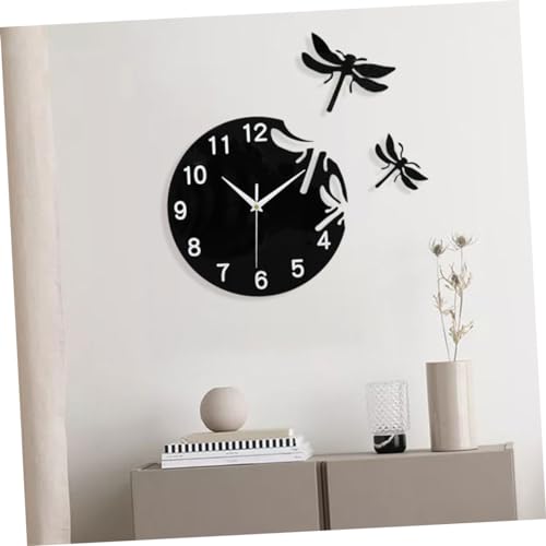 Horloge murale de salon silencieuse Cabilock en acrylique noir 3D design - 4
