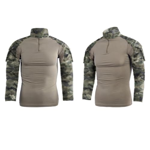 LANBAOSI Men's Tactical Combat Shirt and Pants Set Long Sleeve Woodland Hunting Military Uniform 1/4 Zip - Image 3