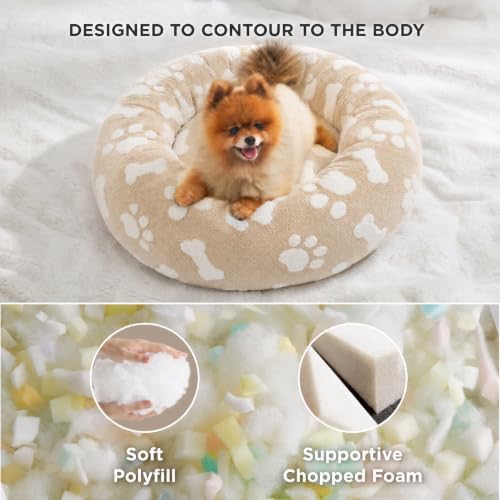 Image of LE SURE Shown on TV Jacquard Donut Cute Cat Beds Indoor,Sand 20x20x6in