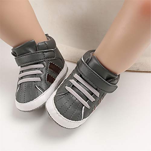 SOFMUO Baby Boys High-Top Ankle Sneakers Infant Slippers Anti-Slip Soft Sole Toddlers First Walkers Shoes(Grey,12-18 Months)3