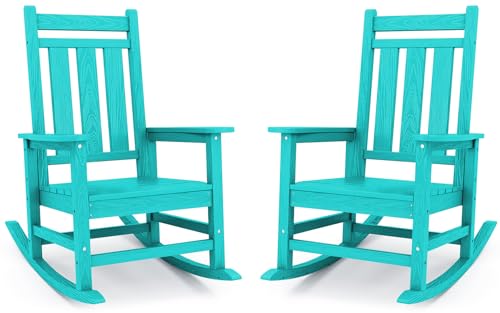 Image of KINGYES Oversized Outdoor Rocking Chair Set of 2, HDPE Patio Rockers, Aruba