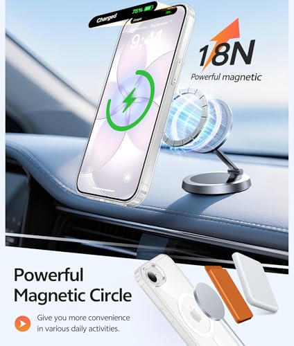 Image of FNTCASE for iPhone 17e Case: iPhone 16e Phone Case[Compatible with Magsafe] [Screen Protector] Anti Yellowing Transparent Clear Magnetic Phone Cover - Military Grade Shockproof Cases - Clear