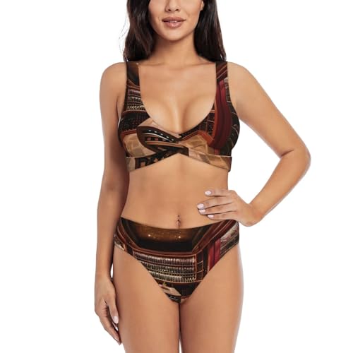Maillot de bain 2 pièces effet cave vin rouge bikini triangle