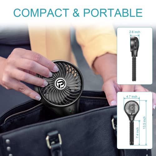 Auto Oscillating Stroller Fan, Battery Operated Fan, Portable Fan With Flexible Tripod, Ultra Quiet Usb Desk Fan For Stroller/Car Seat/Treadmill/Camping/Hurricane/Outage, Black #TOP5